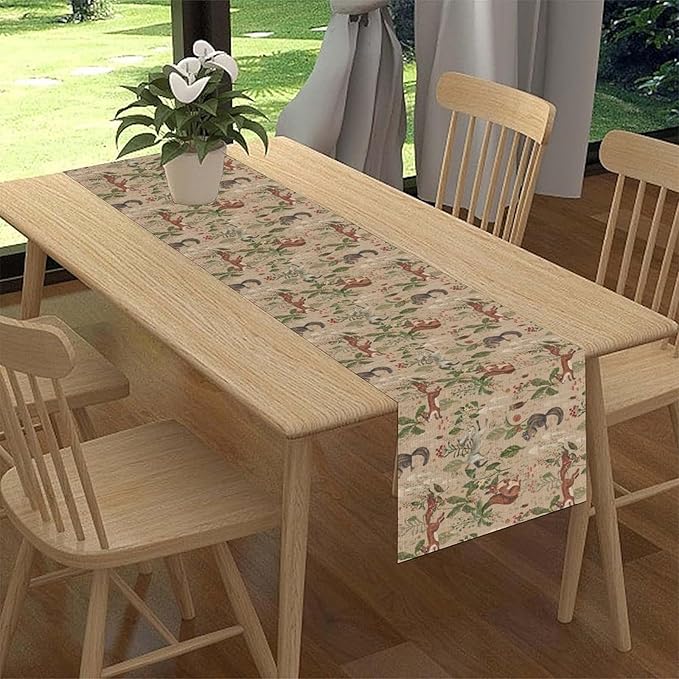 Rustic Woodland Table Runner, Farmhouse Forest Animals Country Lodge Wild - Image 3