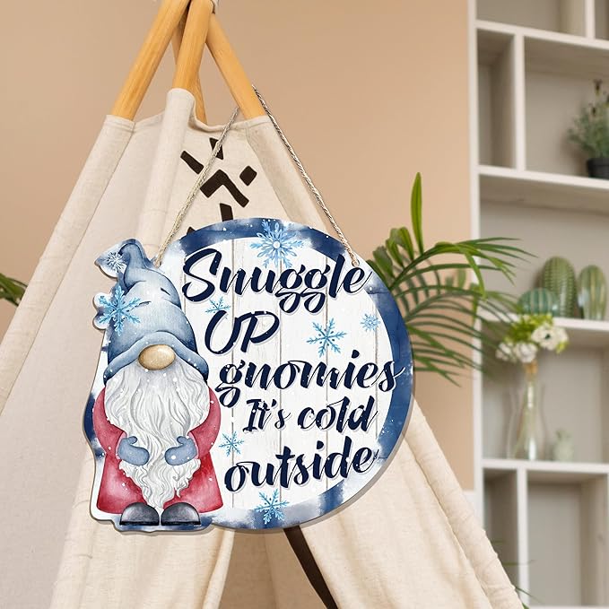 CGBHW Winter Snowflake Snowman Gnome Wooden Sign, Winter Wreath Christmas - Image 5