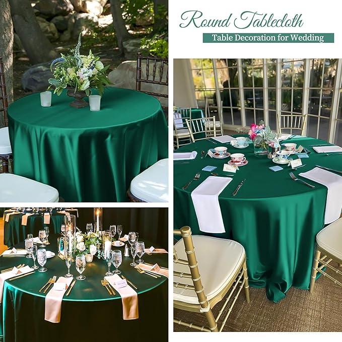 12 Pack 108 Inch Hunter Green Satin Tablecloth - Image 7