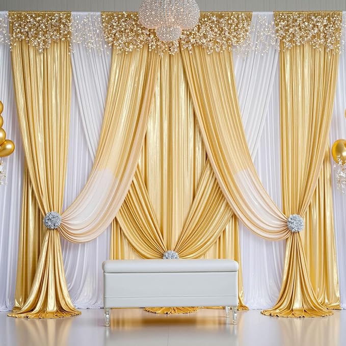 20ft x 10ft Gold Sequin Backdrop Curtain - Image 4