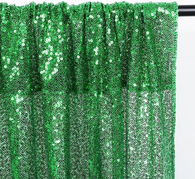 Eternal Beauty Sequin Backdrop Curtains, 2x8 Ft-2 Panels Green Back Drop - Image 7