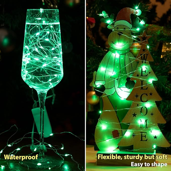 HXWEIYE 12 Pack 7ft 20LED Green Fairy Lights Battery Operated - Image 4