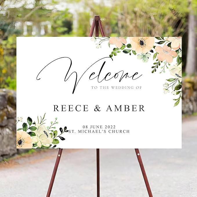 Personalized Wedding Welcome Sign Foliage Print Entrance Wedding Decor - Image 3