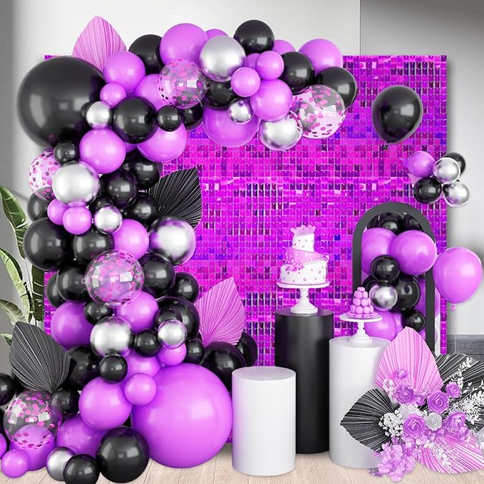 24PCS Purple Shimmer Wall Backdrop, Laser Square Sequin Photo Backdrops Panel - Image 4