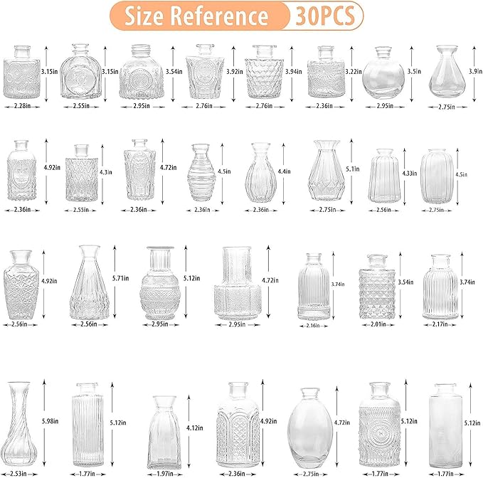 Glass Bud Vase Set of 30, Small Flower Vases - Image 2