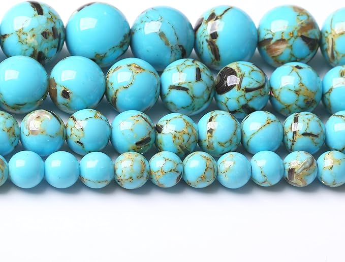 Blue Shell Turquoise Stone Beads Gemstone Round Crystal Energy Jade Beads Stone by Unknown