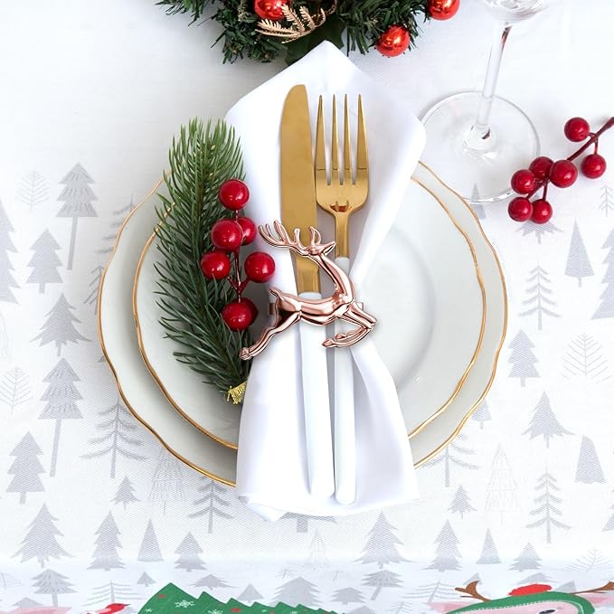 ZeeDix Set of 8 Rose Gold Elk Chic Napkin Rings - Image 6