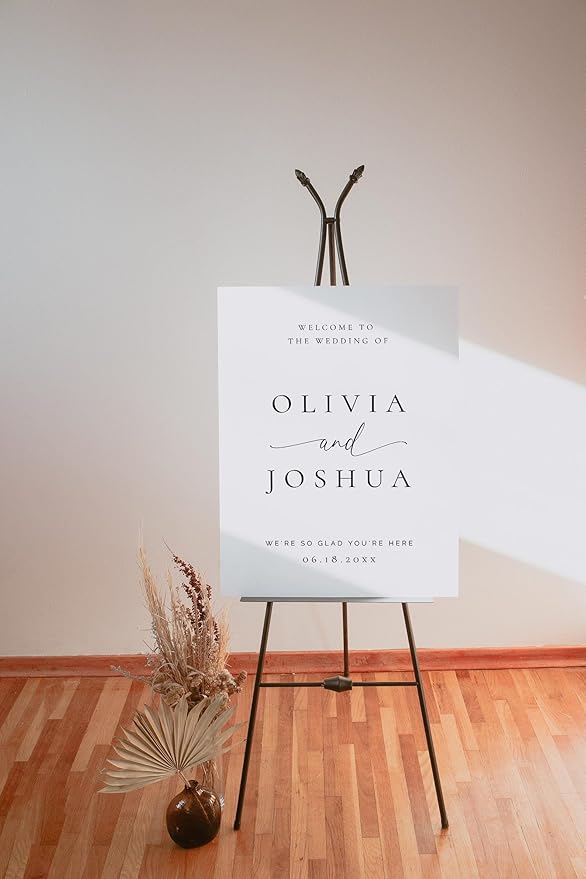 Welcome Wedding Signs, Elegant Wedding Sign Decorations Signage 12" X 18" by CENOVACY