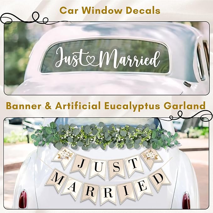 33 Pc Just Married Car Decorations – Wedding Reception & Ceremony Decor – - Image 4