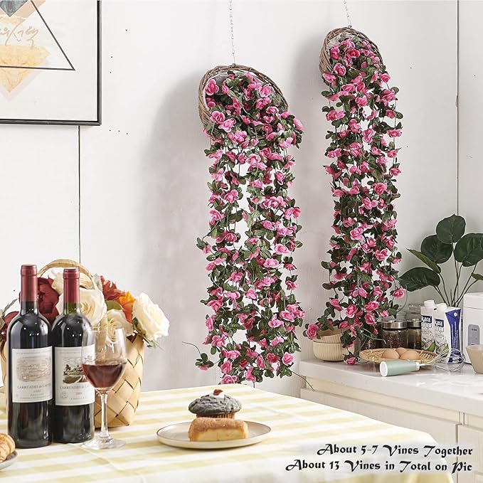 8 Pcs x 8.2 ft Flower Garland Artificial Rose Vine Flowers - Image 2