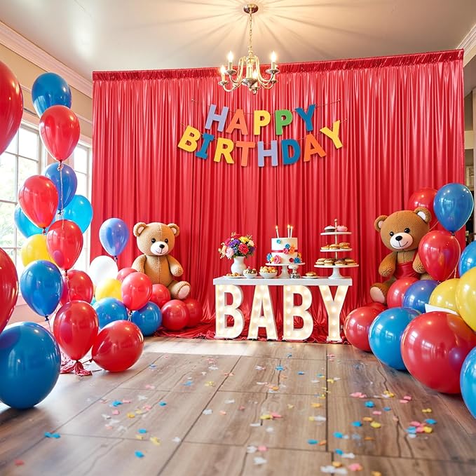 10x10 ft Red Sequin Backdrop Curtain Panels - Image 6