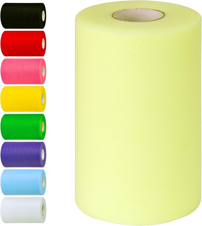 Yellowish Tulle Fabric Rolls 6 Inch by 100 Yards Tulle Roll Spool Fabric by Unknown
