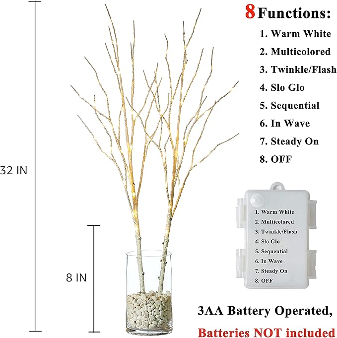 LITBLOOM Lighted Birch Branches Battery Operated - Image 2