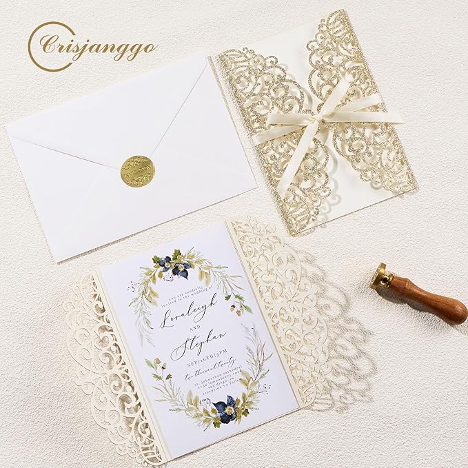 25pcs Glitter Wedding Invitations - Image 4