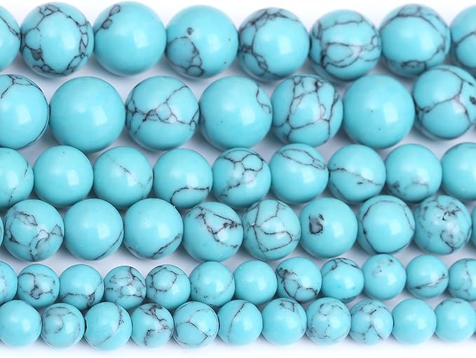 Lake Blue Turquoise Stone Beads Gemstone Round Crystal Energy Jade Beads Stone by Unknown