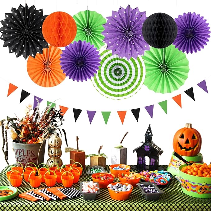 Orange Black Purple Green Party-Decorations - Image 7