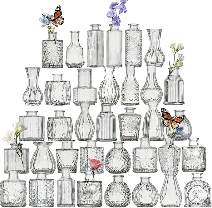 Glass Bud Vase Set of 36 Pcs Small Minimalist Vases by Tahnach