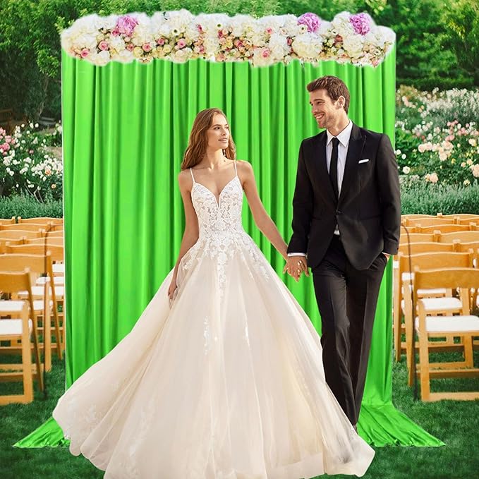 2 Panels Green Backdrop Curtain, 10 x 7 Feet Background Curtains - Image 5