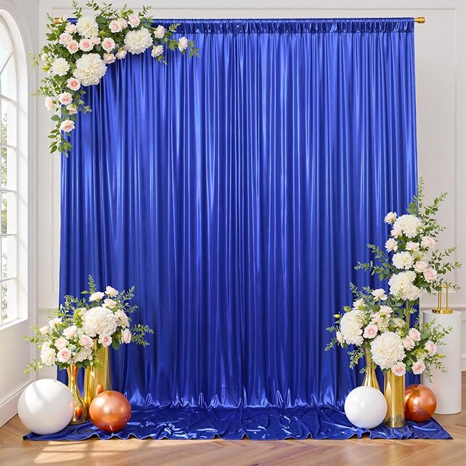 gogoparti 10x10FT Sapphire Blue Sequin Backdrop Curtain by Gogoparti