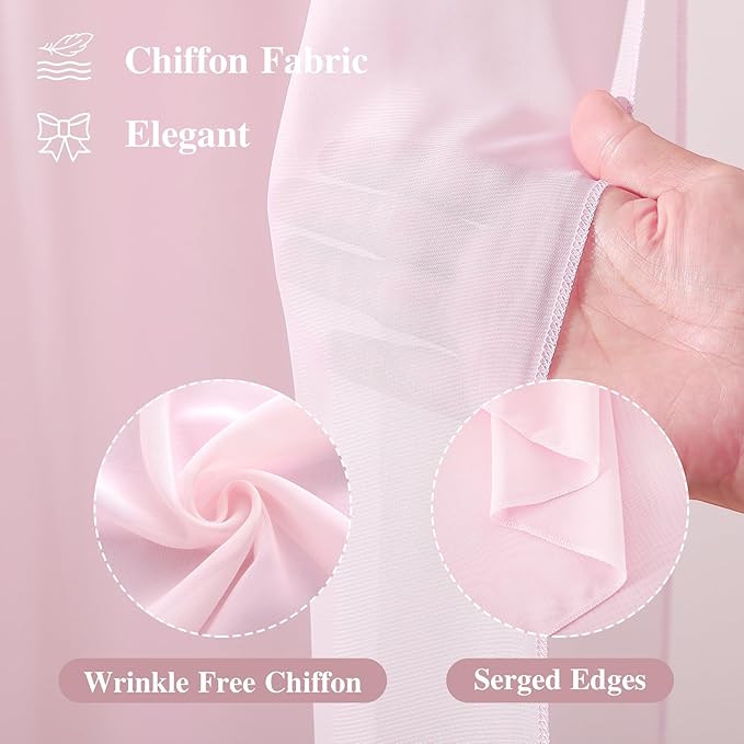 Wedding Arch Draping Fabric 2 Panels 18Ft Blush Chiffon Fabric Drapes Arbor - Image 2