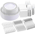 WELLIFE 350pcs Silver Party Dinnerware Set by WELLIFE