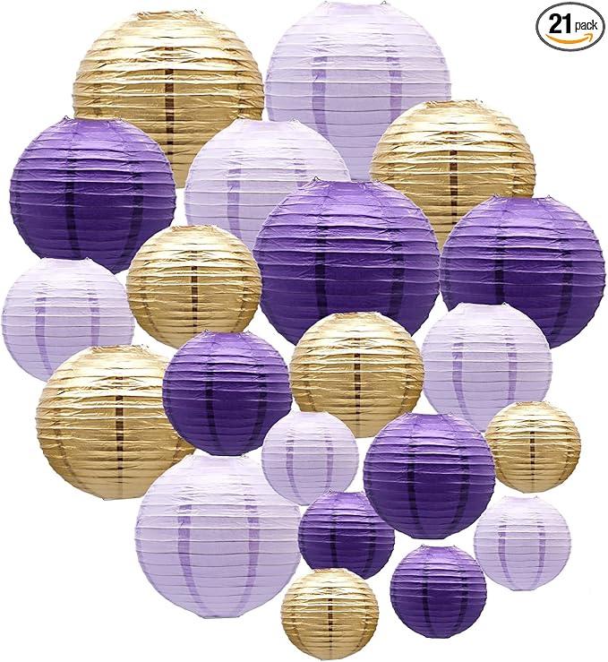 ADLKGG Paper Lanterns Decorative, Round Hanging Lanterns Party Supplies by ADLKGG
