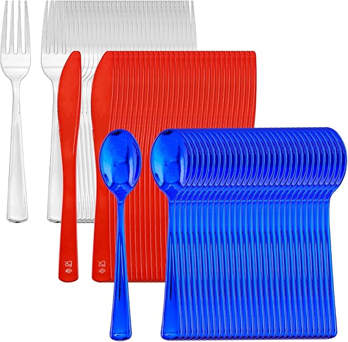 NOCCUR 180PCS Independence Day Silverware by NOCCUR