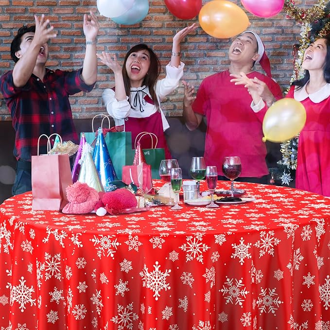 Jectivs 12 Pieces Christmas Snowflake Plastic Party Tablecloth Decorations - Image 4