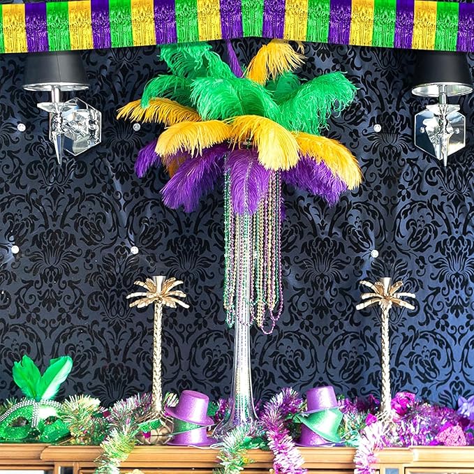 6 Pack 10 Feet Mardi Gras Foil Fringe Garland Metallic Tinsel Streamers Banner - Image 6