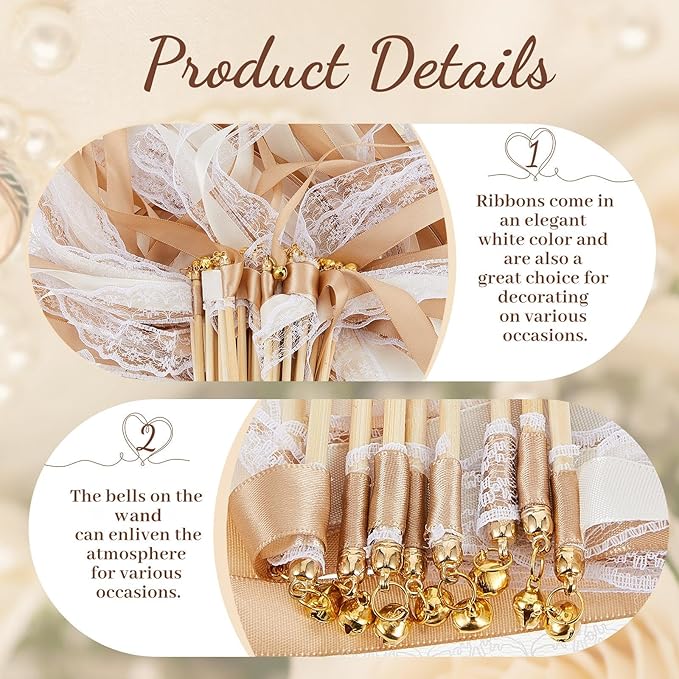 Taiyin 150 Pcs Lace Ribbon Stick Wands Wedding Wand Streamers - Image 3