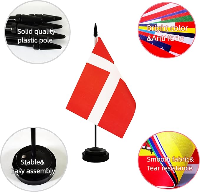 2 Pack Denmark Desk Flag, Danish Table Office Flag - Image 3