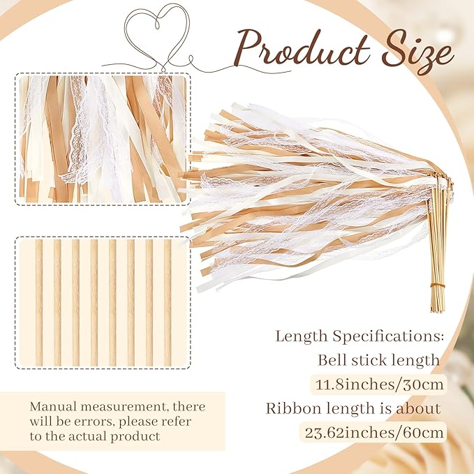 Taiyin 150 Pcs Lace Ribbon Stick Wands Wedding Wand Streamers - Image 2