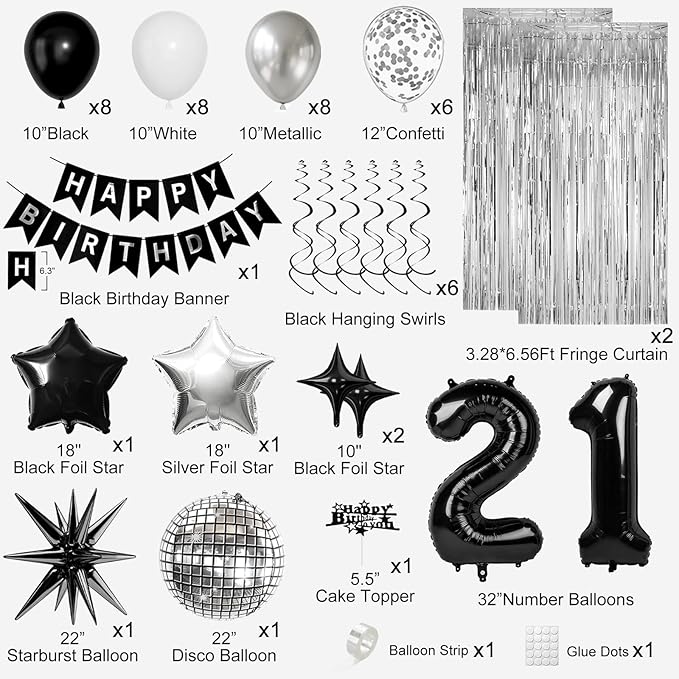 21st Birthday Decorations for Men Women, Fringe Curtains Kit - Image 2