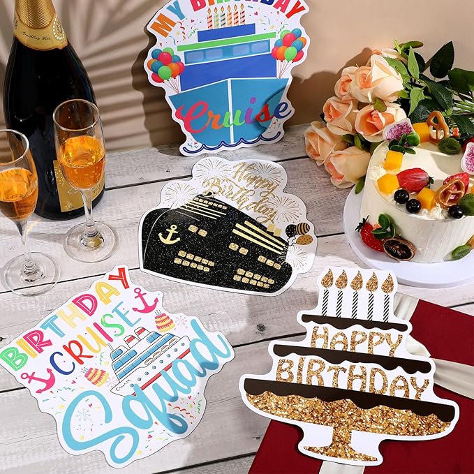 Hoteam 4 Pcs Birthday Cruise Door Decorations Magnetic Large Happy Birthday - Image 5