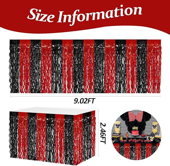 4P Wavy Metallic Tinsel Foil Fringe Table Skirts - Image 2