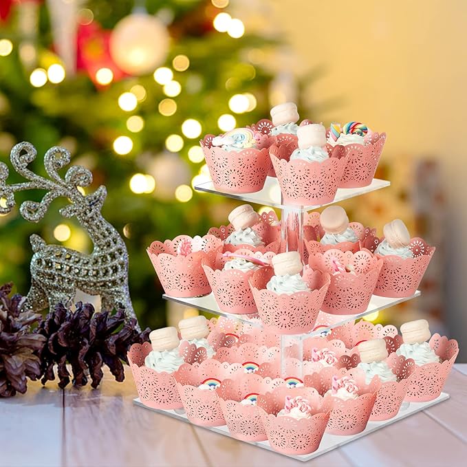 Boxalls Cupcake Stand, 3 Tier Square Acrylic Cupcake Display Stand Holder - Image 3