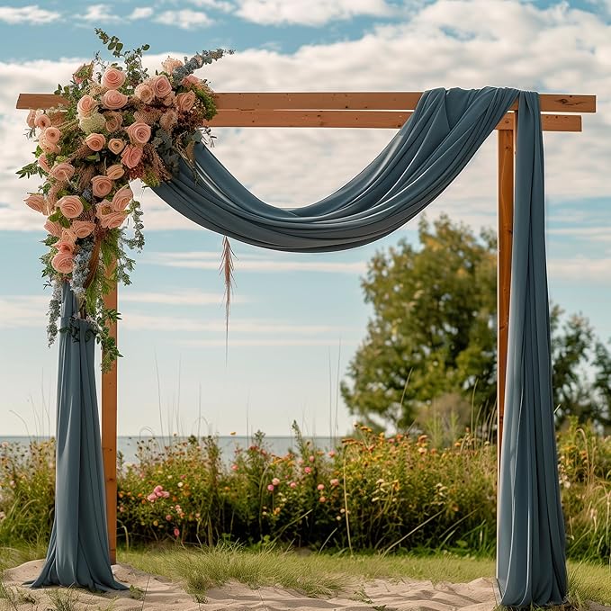 Wedding Arch Draping Fabric 6 Panels 28.7" x 20FT Grey Blue Sheer Chiffon - Image 2