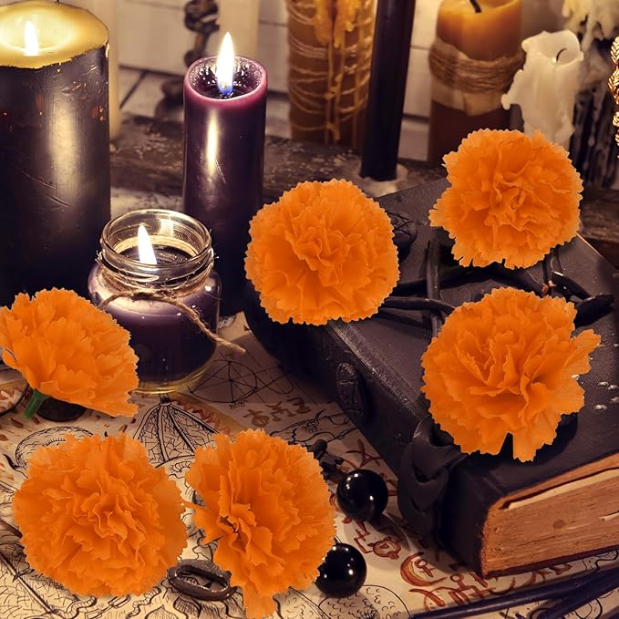 30 Pcs Artificial Marigold Flowers, 3.54" Silk Marigold Flower Heads - Image 8