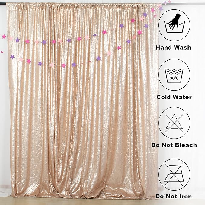 ShinyBeauty PHOTOBOOTH Backdrop Best Choice 4FTx7FT Champagne Sequin Fabric - Image 6
