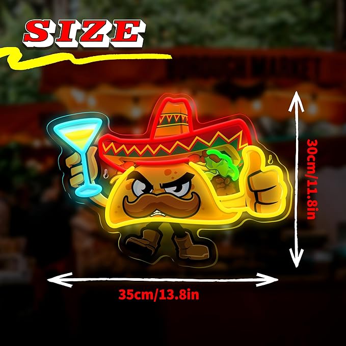 Tacos Neon Sign for Wall Decor, Dimmable Led Tacos Neon Light for Mexican - Image 2