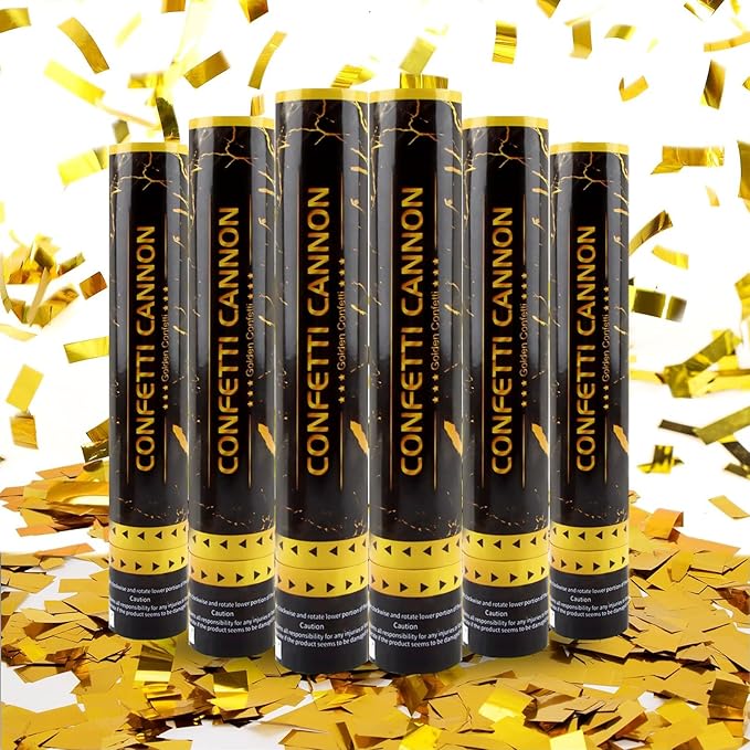 6 Pack Gold Confetti Poppers, 12 Inch Confetti Cannon Party Poppers Shooters by Zankubom