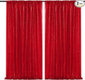 JYFLZQ Red Sequin Backdrop Curtains 2ft x 8ft 2 Panels Glitter Photo Booth by JYFLZQ