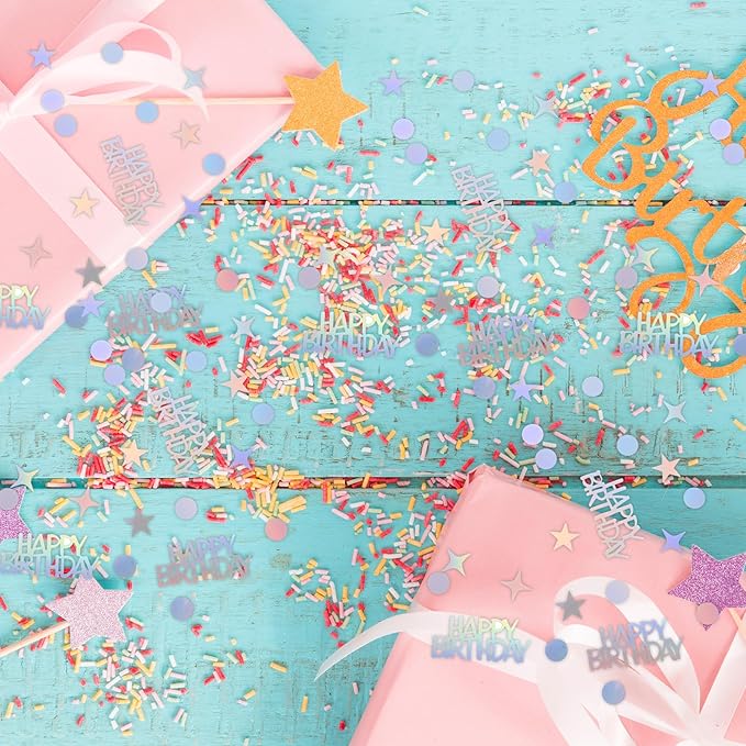 Birthday Confetti for Table, Glitter Birthday Confetti Metallic Foil Sprinkles - Image 4