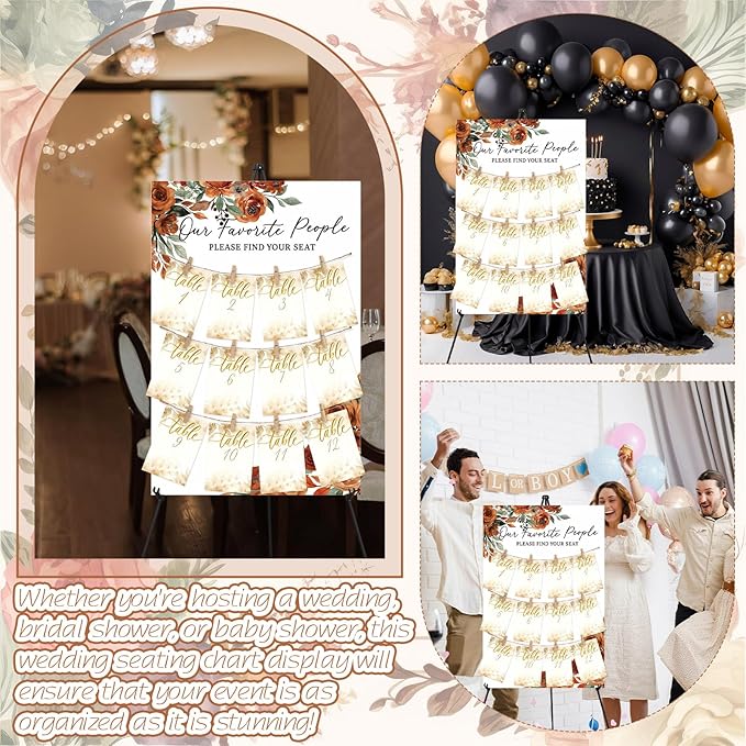 Pinkunn Terracotta Floral Wedding Seating Chart - Image 4