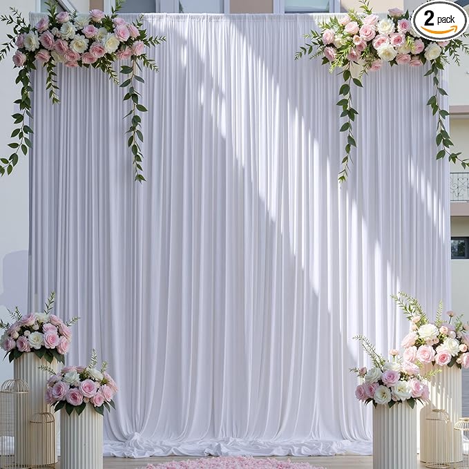 10×14 ft Wrinkle Free White Backdrop Curtain by ENJOYYOURPARTY