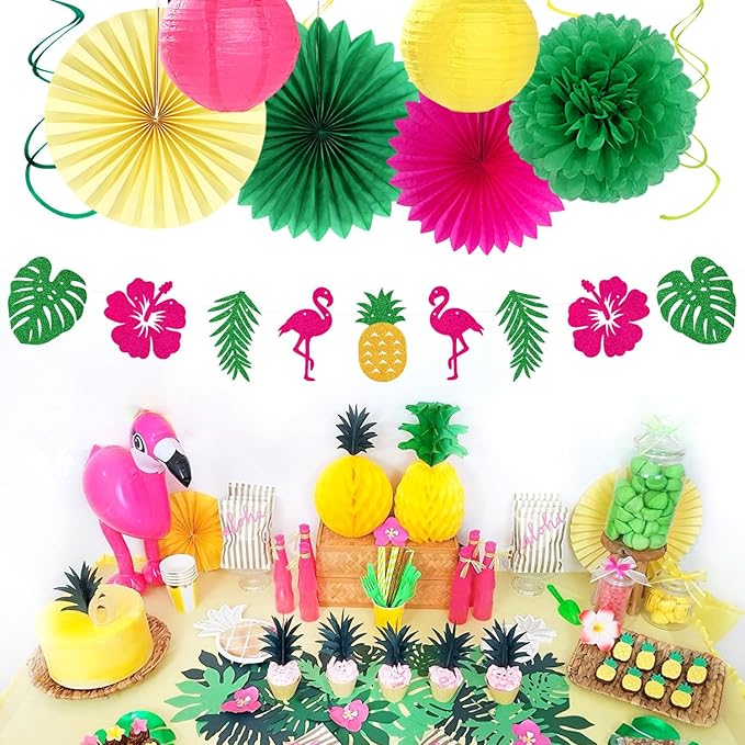 Hawaiian Aloha-Luau Flamingo Party-Decorations Supplies - Image 5
