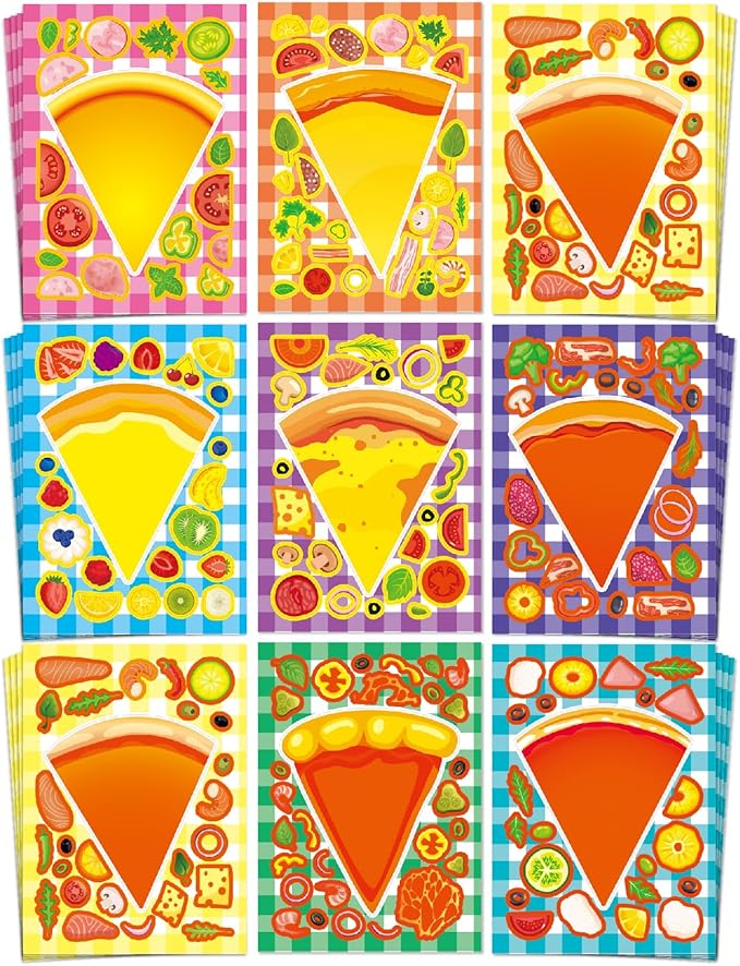 Aowplc 32 Sheets Make A Pizza Stickers by Aowplc
