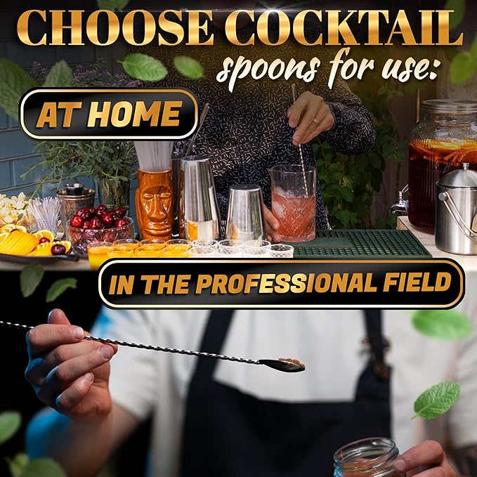 4 Pcs Bar Spoon Cocktail Stirrers – 12'' Long Spoons - Image 5