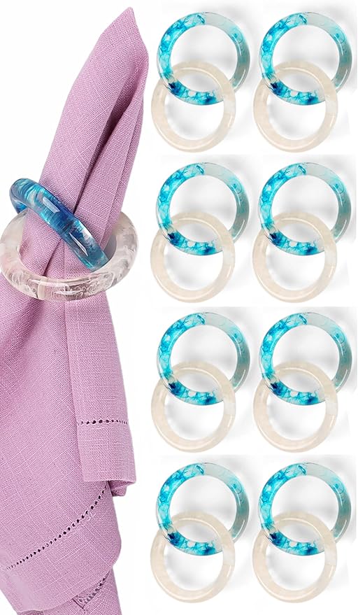Set of 8 Epoxy Resin Napkin Ring by CLEENTABLE