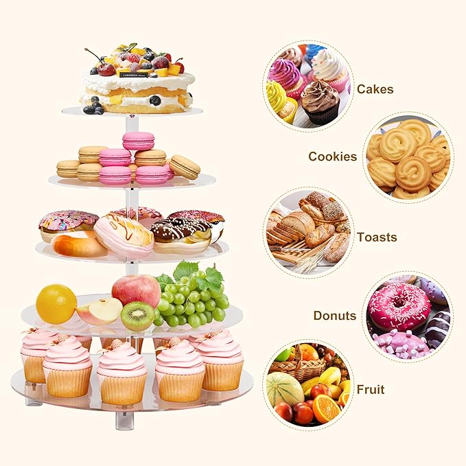 Cupcake Stand for 50 Cupcakes, 5 Tier Cupcake Holder, Acrylic Cupcake Stand - Image 6